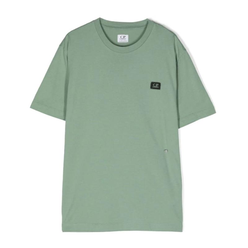 CP COMPANY UNDERSIXTEEN - Tee shirt logo patch amande