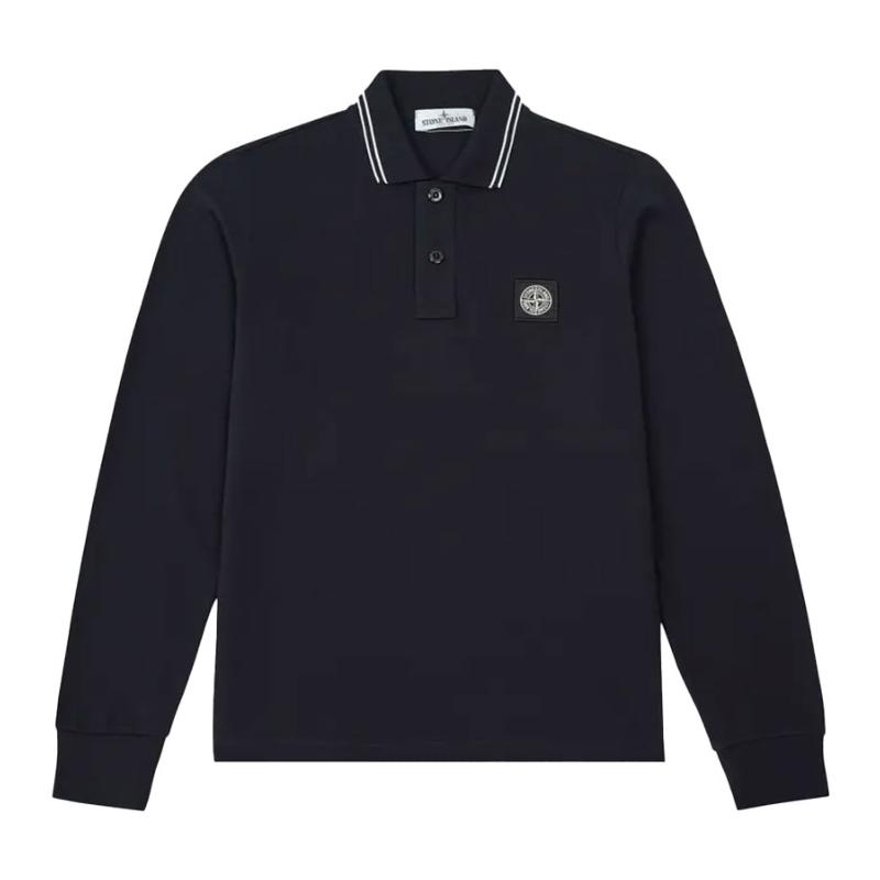 STONE ISLAND JUNIOR - Polo manches longues noir