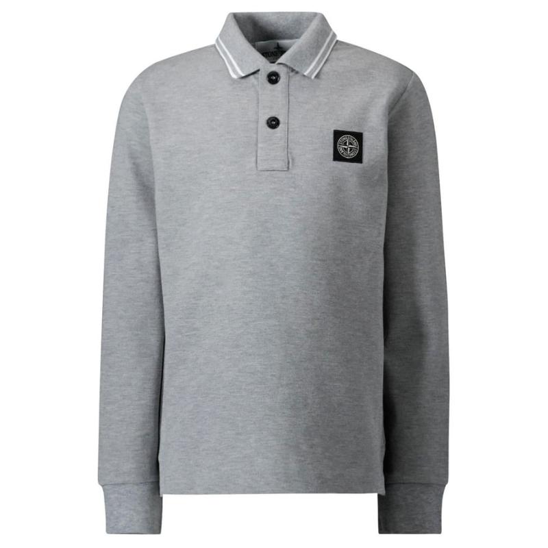 STONE ISLAND JUNIOR - Polo manches longues gris 